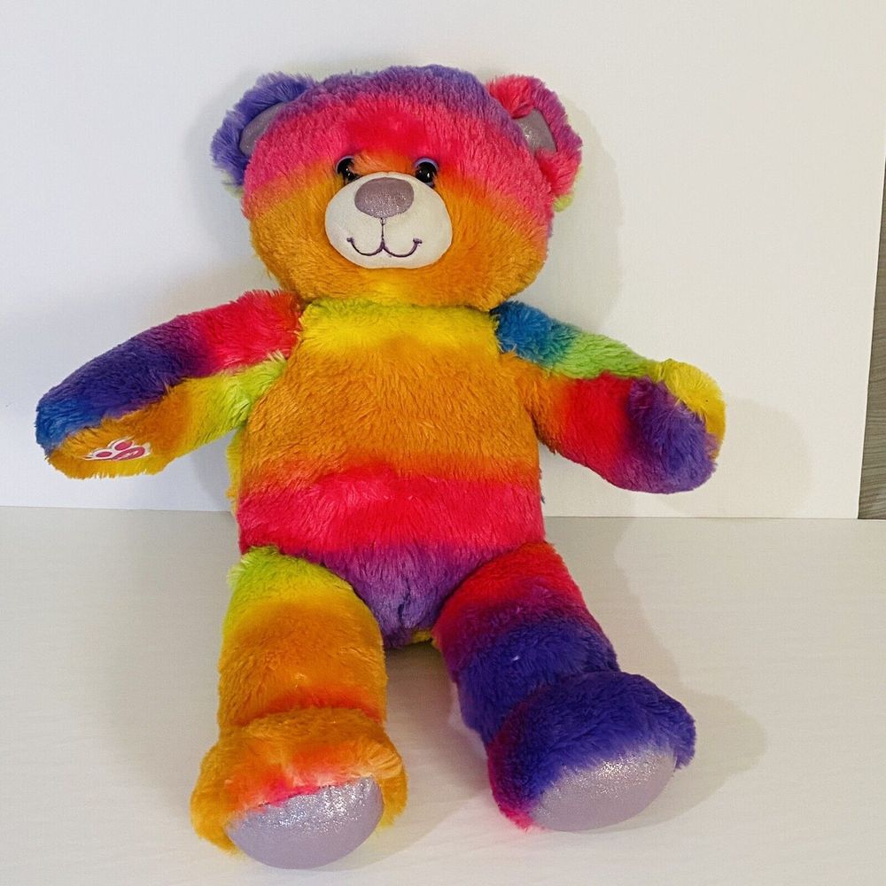 Build-A-Bear BAB Rainbow Bear Tie Dye Teddy Stuffed Animal Plush Pre loved 16in.